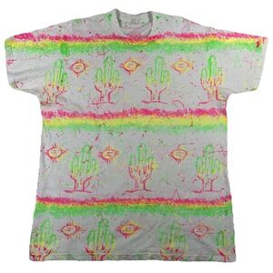 Vintage Southwest Desert Cactus AOP T-Shirt Neon Single Stitch